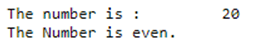 number is even or odd Output