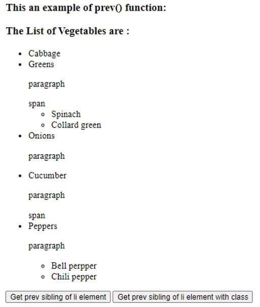 previous sibling of “li” element