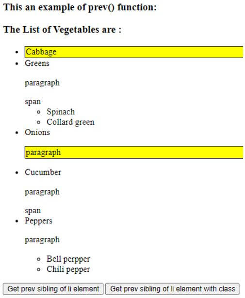 List of vegetables