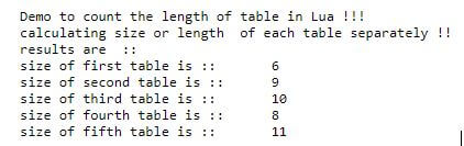 lua table length 1