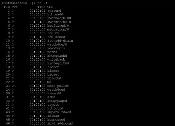 CentOS kill process output 1