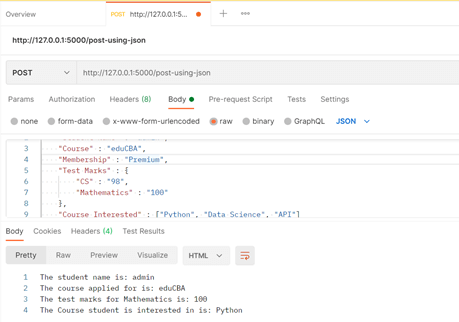 Flask get post data output 3