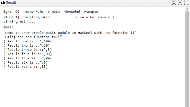 Haskell prelude output