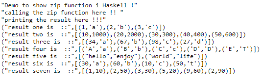 Haskell zip Example