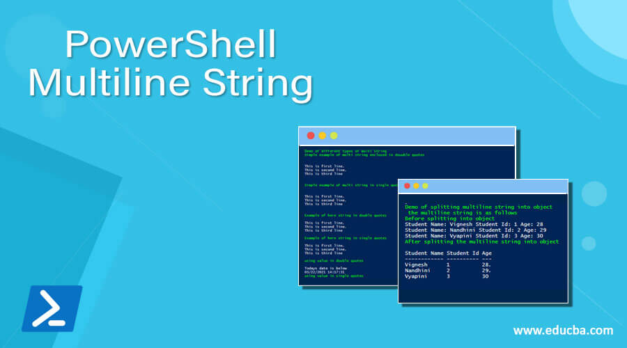 PowerShell Multiline String Working of multiline string using her string