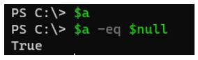 PowerShell null 1