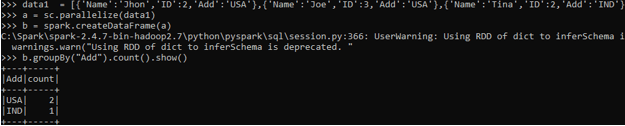 PySpark GroupBy Count 3