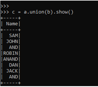 PySpark Union Example 1