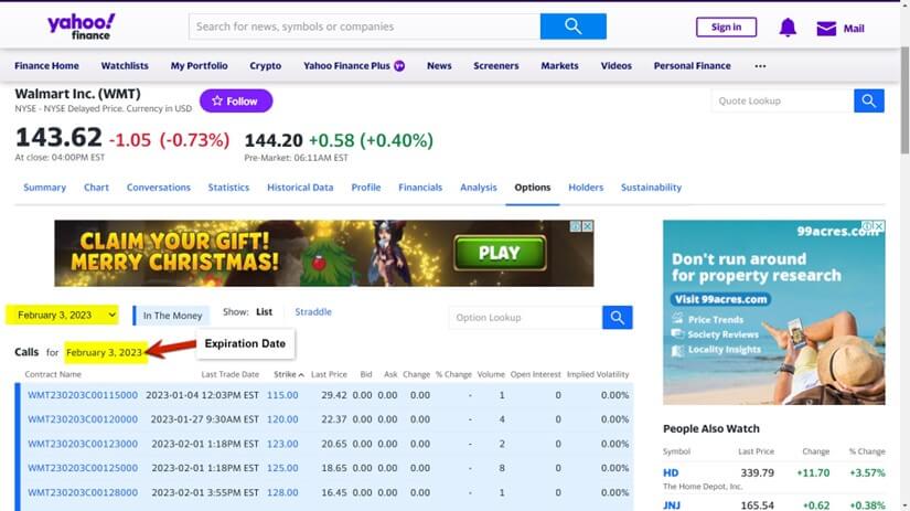 What should I check in the option chain