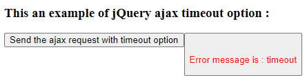 jQuery ajax timeout output 1.2