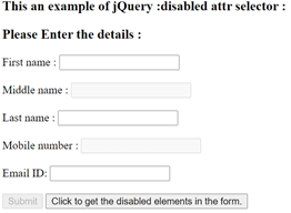 jQuery disabled attr output 1
