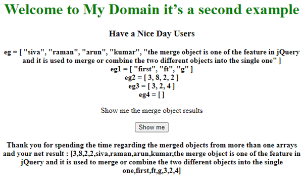 jQuery merge objects output 2.2