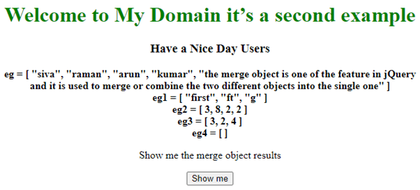 jQuery merge objects output 2