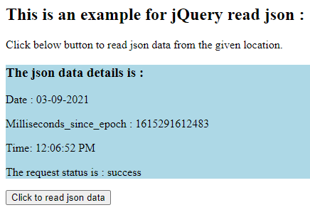jQuery read JSON output 1.2