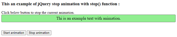 jQuery stop animation output 2