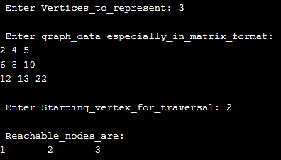 BFS algorithm in C output 1