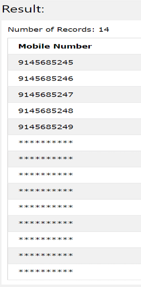 Number of records