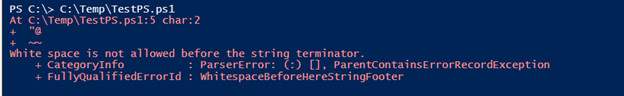 PowerShell here string output 3