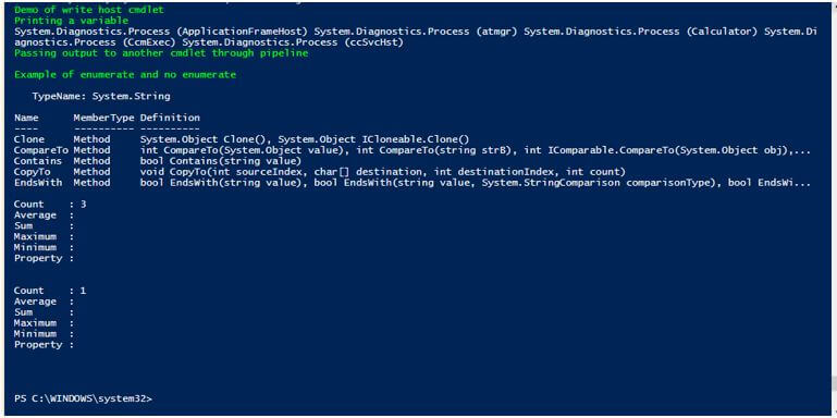 PowerShell print 1