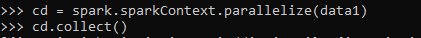 PySpark collect output 1