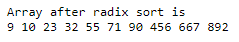 Radix Sort Java Output 1