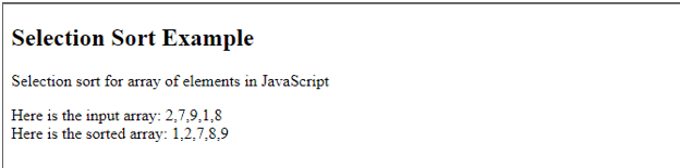 Selection sort in JavaScript 1