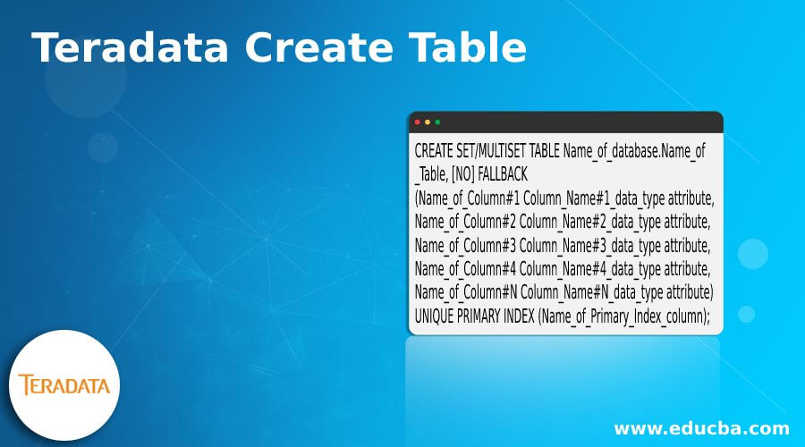 Teradata Create Table