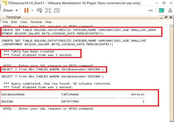 Teradata data types output 3