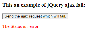 jQuery ajax fail output 2.2