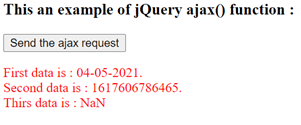 jQuery ajax request output 1.2