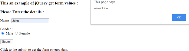 jQuery get form values output 2.2