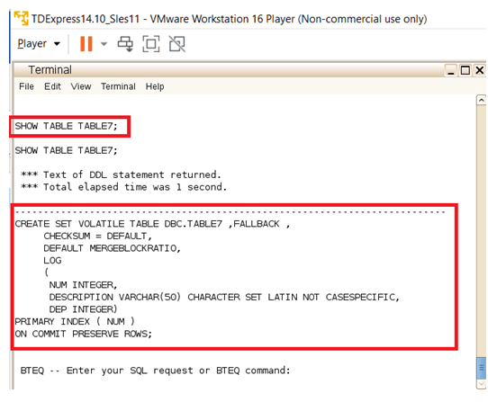 Teradata Volatile Table-2