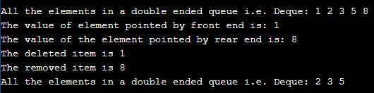 Deque in Data structure output 1