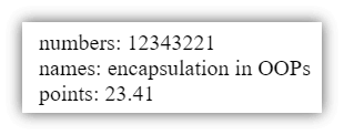 Encapsulation in OOPs output 2