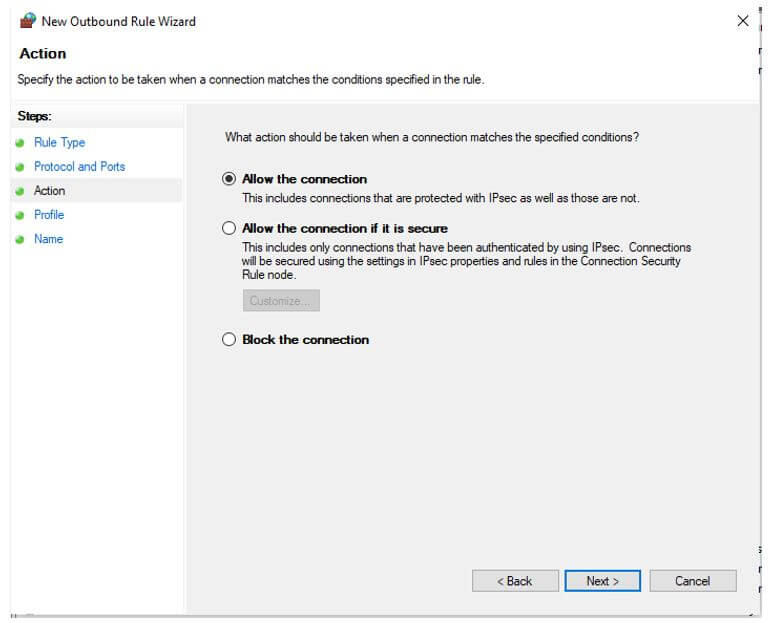 New Outbound Rule Wizard