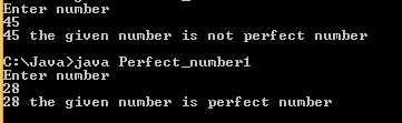 Perfect Number in Java 1