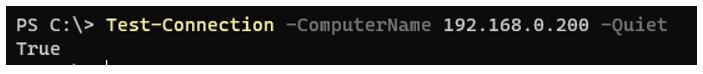 -Quiet mode with the Test-Connection command