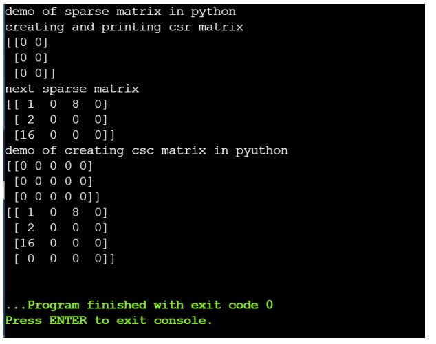 Sparse Matrix in Python 1