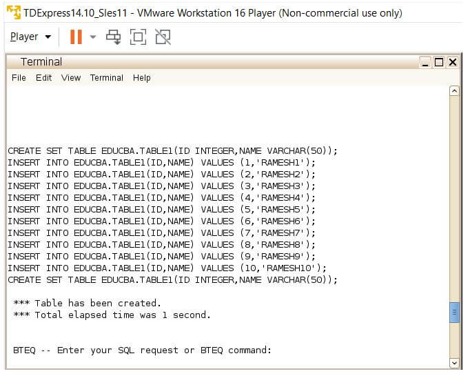Table creation process