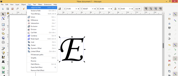 Inkscape text to path output 7