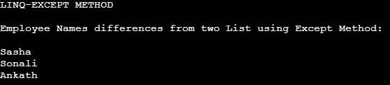LINQ Except 2