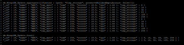 Unwind operator with preserveNullEmptyArrays parameter with false value