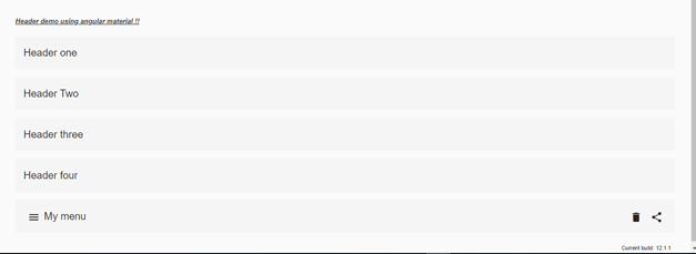 Angular material header output
