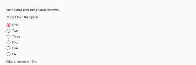 Angular material radio button output