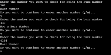 Buzz number output 1