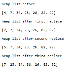 Heapreplace() function Output 5