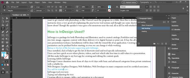 InDesign paragraph styles Output 19