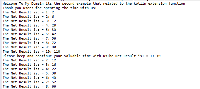 Kotlin extension function Output 2