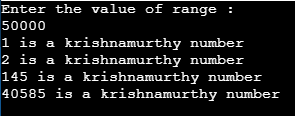 Krishnamurthy Number output 2