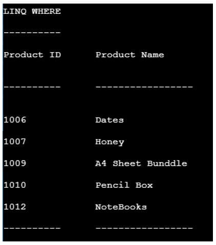 LINQ Where